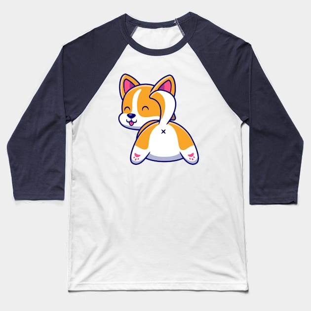 Cute Dog Corgi Butt Baseball T-Shirt by Catalyst Labs